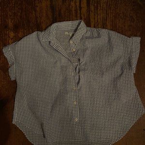 Short Sleeve Button Down Blue and White